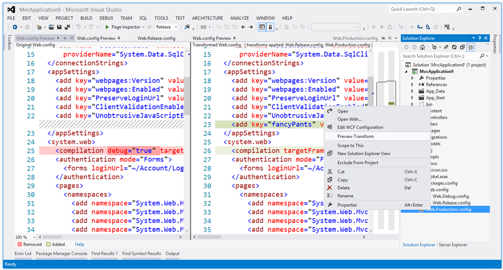 Web config где находится visual studio